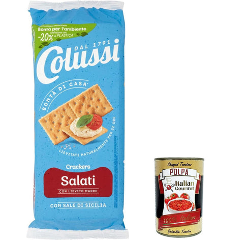 Colussi Cracker Salati herzhafter Cracker mit nachhaltigem Mehl 500 g + Italian goumet polpa 400 g italienisch Original