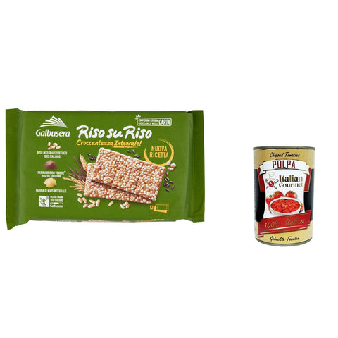 Galbusera RisosuRiso Integrale, Cracker mit knusprig 100% gepuss vollen Reiskörnern 6x380g Original italienisch