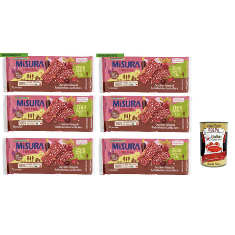 Misura Crackers Integrali Vollkorncracker mit Roter Bete und schwarzer Karotte, 15 % Ballaststoffe und 100 % 6x385g Original italienisch Snack