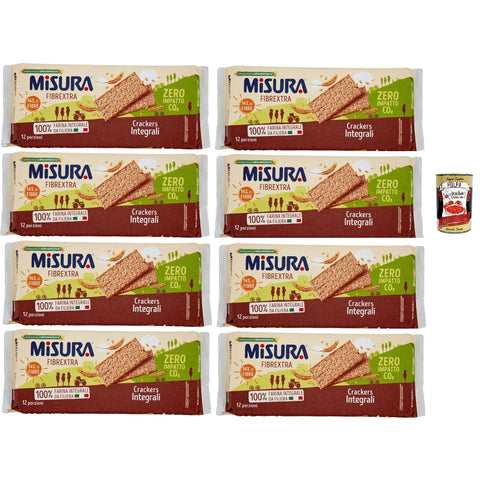 Misura Fibrextra Crackers Integrali Ballaststoffreiche Vollkorncracker mit Vollkornmehl Packung, Jede Packung 8x385g Original italienisch Snack