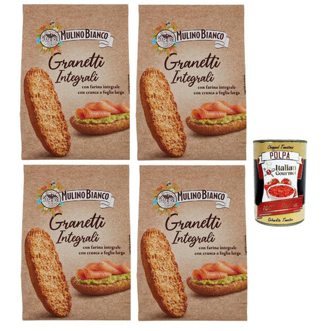 Mulino Bianco Granetti Integrali Getoastetes Brot Knusprige und Krümelige Croutons aus 100% Vollkorn Snack Brotcroûtons 4x 300 g Packung italienisch Original