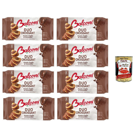 Balconi- Croissant DUO cacao Doppelschichtiges Schokoladen-Croissant DUO Kakao 8x300 g italienisch Original Gebäck + kostenlos polpa 400 g