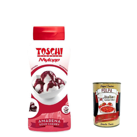 Toschi Topping Squeeze Amarena Kirschen Topping Sauce für Kaffee Cocktails Eisbecher Porridge Pfannkuchen und Gebäck 200 g 3x italienisch Original Pastasauce +