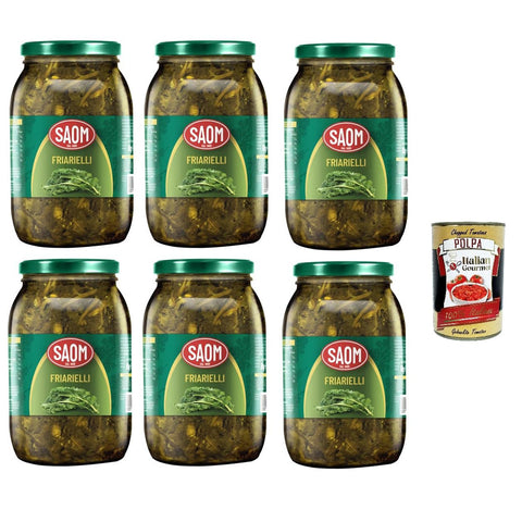 Saom Friarielli Neapolitaner in Öl im Glas 6 x 960gr inkl. Italian Gourmet polpa 400g Original italienisch