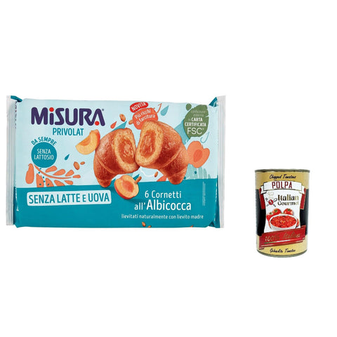 Misura Cornetti Albicocca Privolat Croissants Aprikose Ohne Milch und Eier 12x290g Original italienisch Gebäck