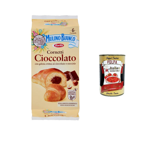 Mulino Bianco Chocolate Croissants Croissants Snack ohne Additive Konservierungsmittel 6 Stücke brioche 300 g 6x Original italienisch inkl. Italian Gourmet Polpa 400g