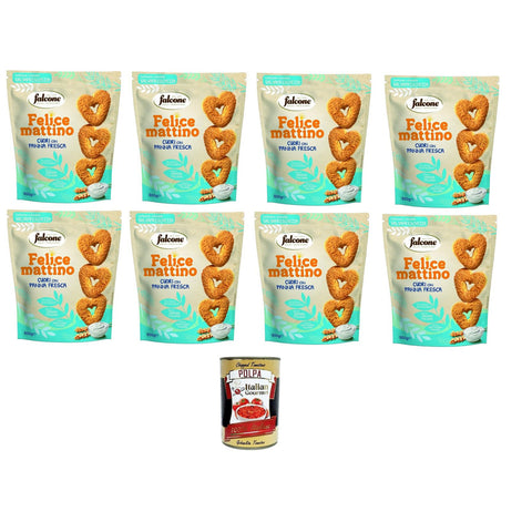 Falcone Felice Mattino Frollini cuori con panna fresca Herzkekse mit frischer Sahne 8x500gr inkl. Italian Gourmet polpa 400g Original italienisch