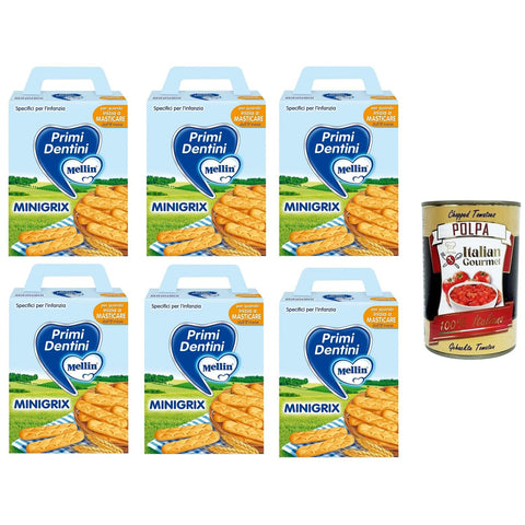 Mellin MiniGrix Primi Dentin Erste Zähne 6x180gr Original italienisch inkl. Italian Gourmet Polpa 400g