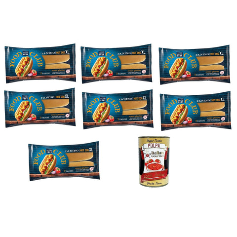 Nutrifree Panino Hot Dog XL XL-Hot-Dog-Sandwich 7x 130gr Original italienisch inkl. Italian Gourmet Polpa 400g