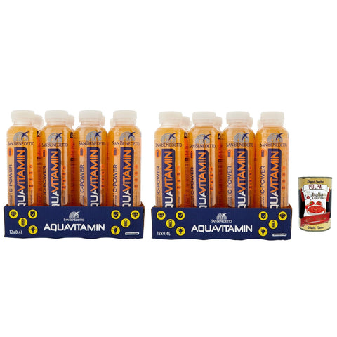 San Benedetto Aquavitamin C Power, Wasser mit Orangengeschmack, orange flavored water 24x400ml Original italienisch Getränk