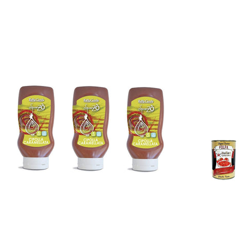 Tutto Gusto SQUEEZO' Cipolla caramellata Karamellisierte Zwiebel 3x 500ml inkl. Italian Gourmet polpa 400g… Original italienisch