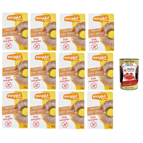 Pedon Easyglut Lievito per dolci senza glutine Glutenfreies Backpulver 12x80gr Original italienisch inkl. Italian Gourmet Polpa di Pomodoro 400g
