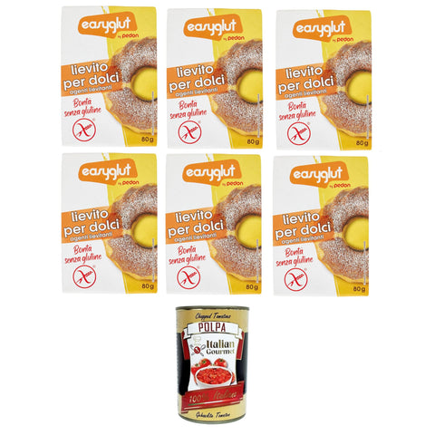 Pedon Easyglut Lievito per dolci senza glutine Glutenfreies Backpulver 6x80gr Original italienisch inkl. Italian Gourmet Polpa di Pomodoro 400g
