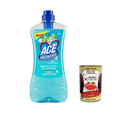 ACE Pavimenti Igienizzante Talco e Muschio Bianco, Bodenreiniger, Talkum und Weißer Moschus 1 Lt 3x inkl. Italian Gourmet polpa 400g Original italienisch
