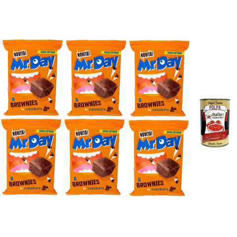 Vicenzi Mr. Day Brownies dunkle Schokoladensnacks mit laktosefreien Schokoladenstückchen 6x 210 g inkl. Italian Gourmet polpa 400g Original italienisch