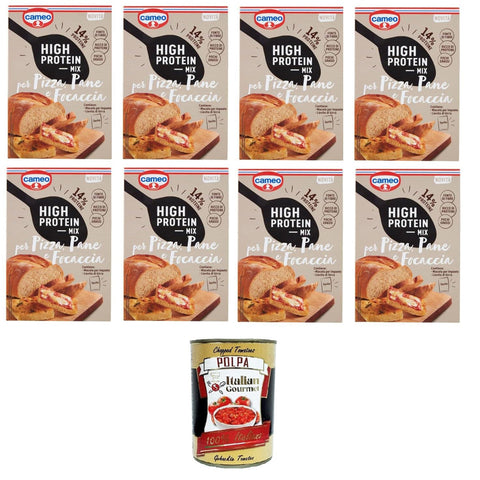 Cameo High Protein Mix für Pizza, Brot und Focaccia 8x 307 g Original italienisch inkl. Italian Gourmet Polpa 400g
