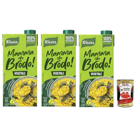 Knorr Mamma Che Brodo! Bereitete Gemüsebrühe, 100% natürliche Zutaten 3x1l Original italienisch Feinkost