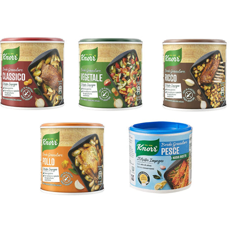 Knorr Brodo Granulare pflanzliche granulierte Brühe 5x150g Geschmack für Ihre Gerichte Gluten-frei laktosefrei 100% Italienische Brühe Testpaket Original italienisch