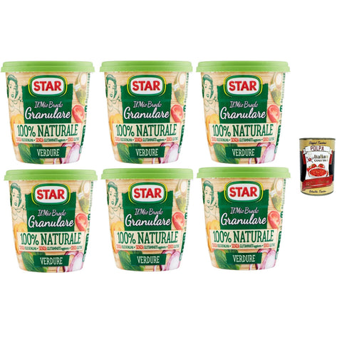 Star Il Mio Brodo Granulare 100% Naturale Vegetale,, reich an Geschmack, Palmöl ohne Glutamat, Gluten - frei. Hervorragend zum Geschmack Ihrer Rezepte 6x 150gr inkl. Italian Gourmet polpa 400g Original italienisch