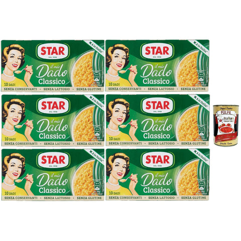 Star il mio Dado Classico 10 Dadi, Suppenwürfel Brühe klassisch reich an Geschmack 6x 100 g inkl. Italian Gourmet polpa 400g Original italienisch