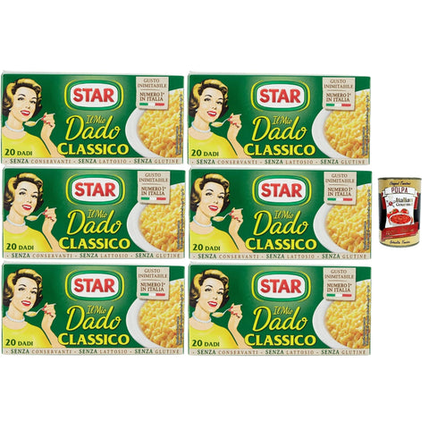 Star il mio Dado Classico 20 Dadi, Suppenwürfel Brühe klassisch reich an Geschmack 6x 200 g inkl. Italian Gourmet polpa 400g Original italienisch
