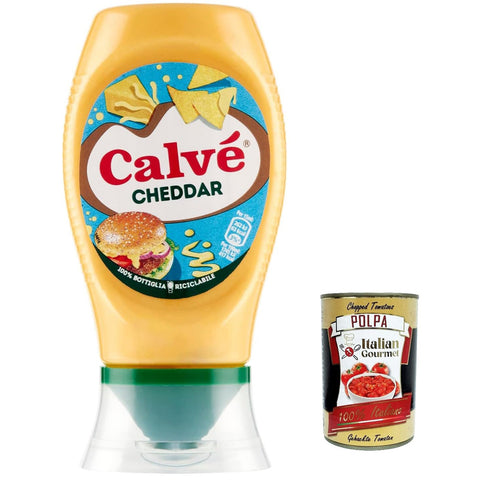 Calvè Calvé Salsa Cheddar, mit hochwertigen Zutaten, ideal für Hamburger und Chips, Nachos 12x250ml Original italienisch Snack