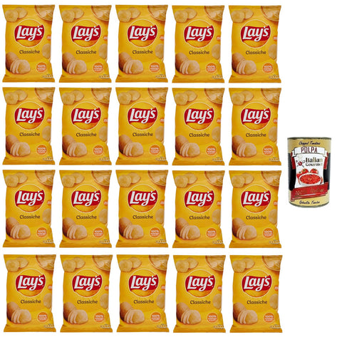Lays Lay's Classiche Chips Patatine Kartoffelchips gesalzen Kartoffel chips 20x 145g inkl. Italian Gourmet Polpa di Pomodoro 400g Dose Original italienisch