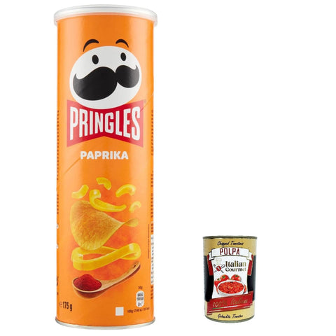 Paprika Salziger Paprika, Salziger Snack mit Paprika Geschmack, Kartoffelchips 3x 175g inkl. Italian Gourmet Polpa di Pomodoro 400g Dose Original italienisch