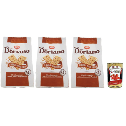 Doria Doriano Crackers Integrali Vollkorn Salzgebäck gesalzen kekse 3x 700 g inkl. Italian Gourmet polpa 400g Original italienisch