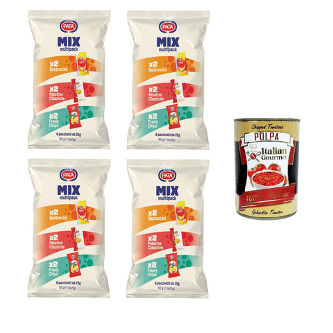 Pata Flowpack Mix: Die Klassiker - Sticks - Freely Chips 4x 150gr inkl. Italian Gourmet polpa 400g Original italienisch