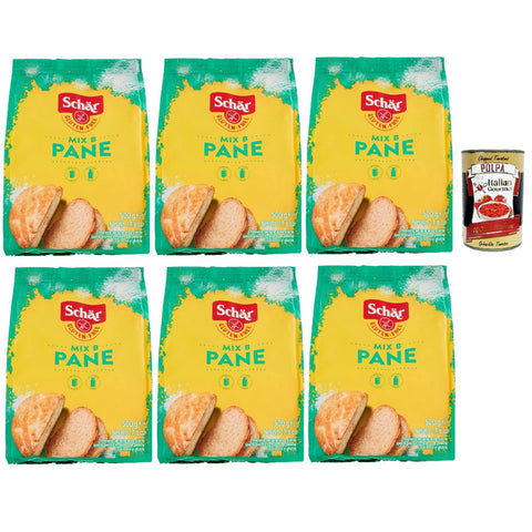 Schar Schär Mix Pane - Mix B Preparato per Pane e Impasti Lievitati senza Glutine, Mischen Sie für Brot, bereit zum gekochten, glutenfreien Teig, 6x 500g Original italienisch inkl. Italian Gourmet Polpa 400g