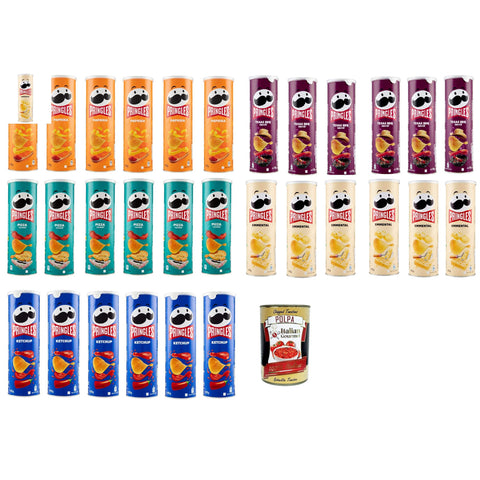 Pringles Chips, Party chips, der unwiderstehliche Snack in der praktischen Dose knackige Chips Einzelpackung 30x 175g Testpaket Original italienisch inkl. Italian Gourmet Polpa 400g