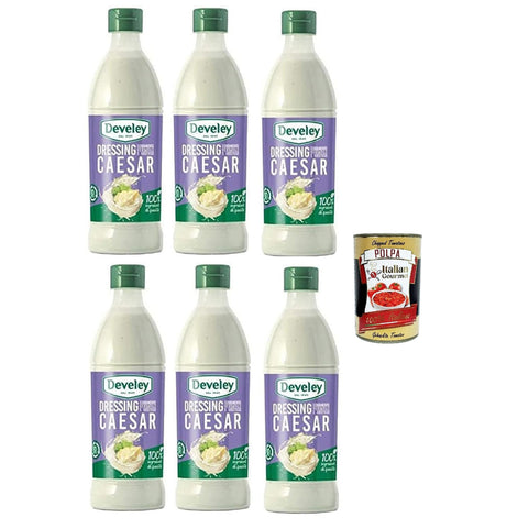 Develey Dressing Caesar, Sauce Salade Caesar dressing Flacon Chips Gewürz Flasche 6x 500g Original italienisch inkl. Italian Gourmet Polpa 400g