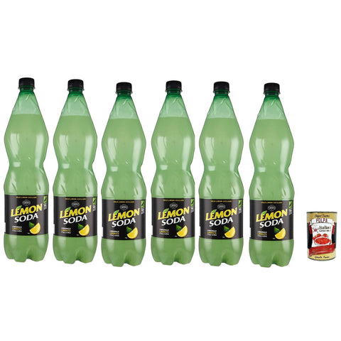 Lemonsoda Erfrischungsgetränk Zitrone lemonade, lemon flavoured italian soft drink, PET, 6x 1lt Original italienisch inkl. Italian Gourmet Polpa 400g