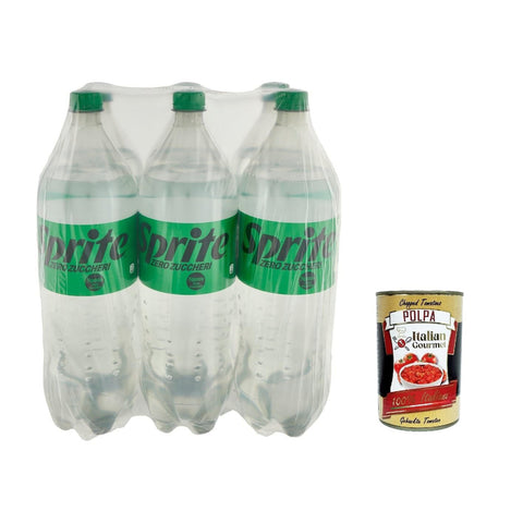 CocaCola SPRITE DRINK ZERO FLASCHE Zitronengetränk Limette 1, 5Lt kohlensäurehaltiges Getränk alkoholfreies Getränk zuckerfrei soft drink 6X 1, 5 LT inkl. Italian Gourmet polpa 400g Original italienisch