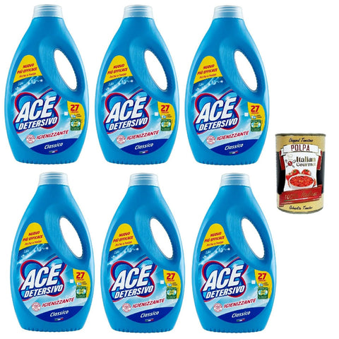 ACE+ ACE Detersivo Lavatrice CLASSICO Waschmaschine Flüssig Flüssigwaschmittel Wirksam bei allen Arten von 6x1350ml Original italienisch Haushalt