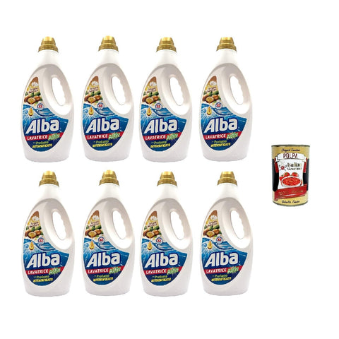 Alba Lavatrice Active Argan e Narciso, Flüssigwaschmittel 33 Wäschen 8x1850 ml Original italienisch inkl. Italian Gourmet Polpa 400g