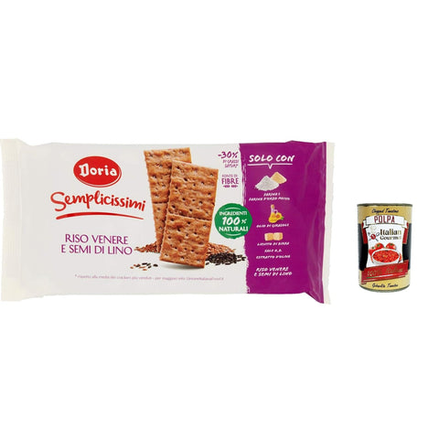 Doria Semplicissimi Cracker, Riso Nero e Semi di Lino, Cracker, schwarzer Reis und Leinsamen 245 12x inkl. Italian Gourmet polpa 400g Original italienisch
