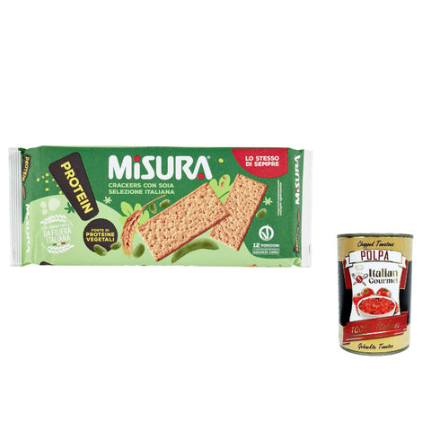 Misura Protein Crackers con Soia Voller pflanzlicher Protein, italienisches Mehl 12x400g Original italienisch Snack