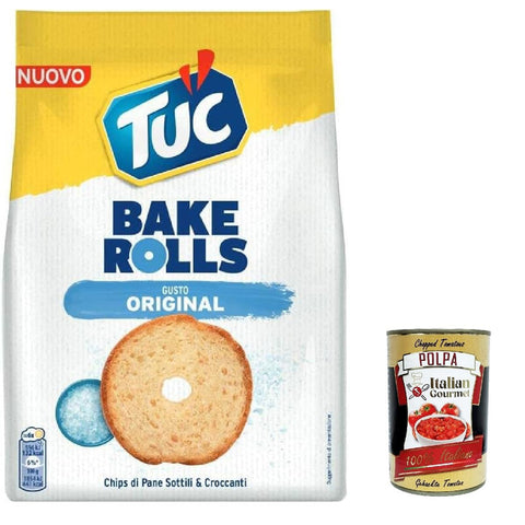Tuc Bake Rolls, Original italienisch dünne und knusprige Brotchips 150 g 12x italienisch inkl. Italian Gourmet Polpa 400g