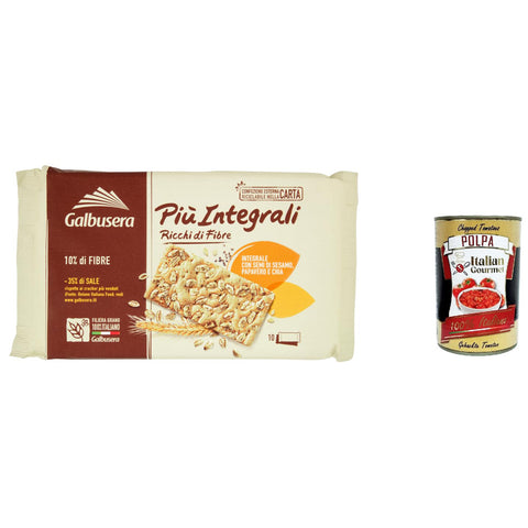 Galbusera PiùIntegrali Ricchi di Fibre, Vollkorn crackers die reich an Ballaststoffen sind 380g 3x Original italienisch inkl. Italian Gourmet Polpa 400g