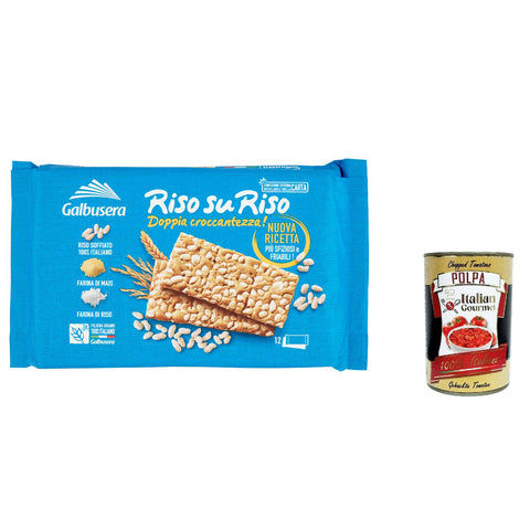 Galbusera RisosuRiso Doppia croccantezza!, crackers mit 100% italienischer Puffreis 6x380g Original italienisch