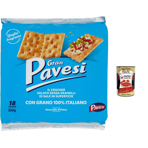 Pavesi Gran non salati Crackers ungesalzen 560g kekse gebäck 6x Original italienisch inkl. Italian Gourmet Polpa 400g
