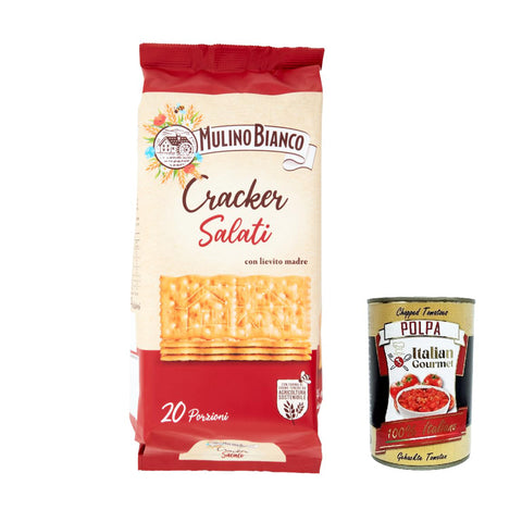 Mulino Bianco Barilla Crackers Cracker salati Salzgebäck gesalzen 500g, herzhafter Snack kekse aus Italien 6x Original italienisch inkl. Italian Gourmet Polpa 400g
