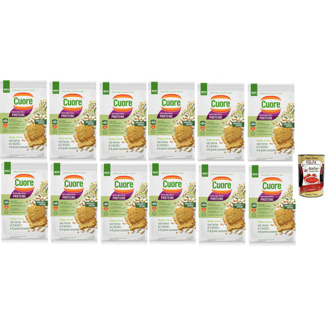 Crackers sfoglie cotte Cuore con farina di fagioli e di grano saraceno, Crackers Blätter mit Bohnen und Buchweizen 12x 170g inkl. Italian Gourmet polpa 400g Original italienisch