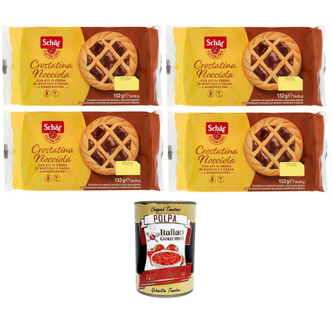 Schar Crostatina Nocciola senza glutine Schar Glutenfreie Haselnuss-Tarte 4x152gr Original italienisch inkl. Italian Gourmet Polpa 400g