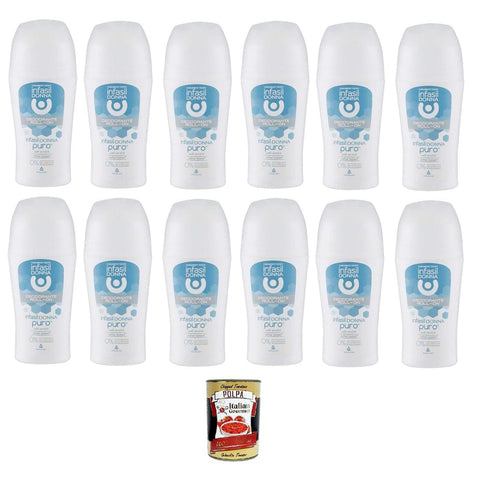 Infasil Donna Deodorante Roll-on PURO per pelli sensibili Woman PURE Roll-on Deodorant für empfindliche Haut 12x50ml Original italienisch inkl. Italian Gourmet Polpa 400g
