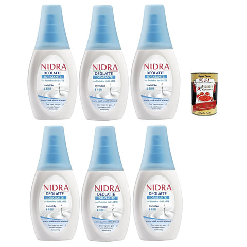 Nidra Deodorante Deolatte Idratante Deodorant Vapo No Gas mit Milchproteinen 0% Alkohol 6x75ml Original italienisch Pflege