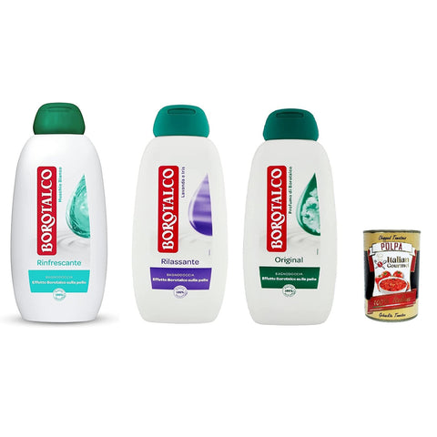 Borotalco Test Pack Borotalco Perfume by Borotalco Rinfrescte and Rilassante Body and Shower Gel Shower Gel 3x 450 ml inkl. Italian Gourmet Polpa 400 g Original italienisch