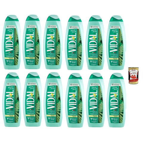 Vidal bagnoschiuma muschio bianco, white musk weißes Moos Schaumbäder Bades bath shower foam 12x 500ml inkl. Italian Gourmet polpa 400g Original italienisch